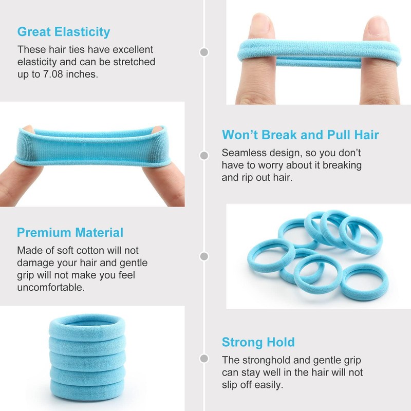 100 Pcs Thick Seamless Spring Hair Ties, Ponytail Holders Hair