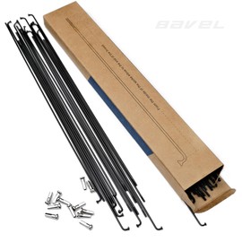 BaveL - Radios de acero para bicicleta de montaña, 199 mm a 209 mm con pezones, 36 piezas (negro, 204)