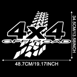 TOMALL 1Pair 19'' 4X4 Off-Road Decals for Car Body Door Side Auto Checkered Sport Graphic Vinyl Stickers Waterproof Stripes Decorations for Pickup Trucks Vehicles Universal Decals Accessories (White)