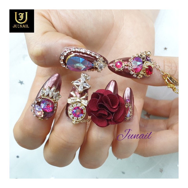 ❗Limited❗ Passion Rose Handmade Nail Tips - Long Ballerina /