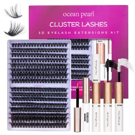 3D Thick Lash Extension Kit 320 Pcs Fluffy Lash Clusters 60D+80D 10-16mm Eyelash Extension Kit Individual Lashes with Bond and Seal Glue Tweezers DIY Eyelash Extensions for Beginners (60D+80D)