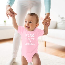 Please Pass Me to Grandma - Funny Cute Novelty Infant Creeper, One-Piece Baby Bodysuit (Pink, 12 Months)