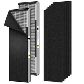 [ELOWOKE] 2-Pack 4825 HEPA Filter B Smoke Compatible with Gɜːrm-Guardian Air Purifier Filter Replacement for Model FLT4825 AC4825 AC4300, 2X H13 HEPA Filters & 8X Carbon Pre-Filter, Grey