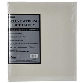 Pioneer Photo Albums 200 Pocket Ivory Moire Cover Album with Gold Tone Oval Frame and Wedding Album Text for 4 x 6-Inch Prints