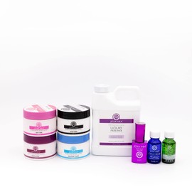 acrylic nail kit by Joya Mia Includes: Fast Setting LIQUID MONOMER ,Acrylic Powder: Pure white, Crystal Clear, Topaz Pink, Soft Pink, Shiny Top Coat, pH Bond and Primer Acrylic Powder Combo Set - Made in USA (4oz)