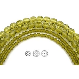 3mm (405 Beads) Light Olivine, Czech Fire Polished Round Faceted Glass Beads, 3x16 inch Strand