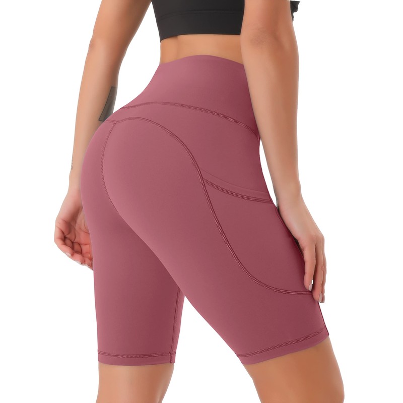 Persit Women's Short Leggings, Opaque Cycling Shorts with Pockets, Dustyrosis