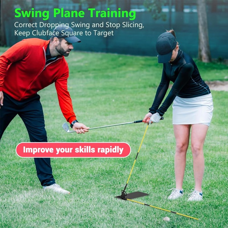 LVPETALIZE Golf Alignment Stick,Golf Trainer Aid Holder Angle Plate,Golf Swing