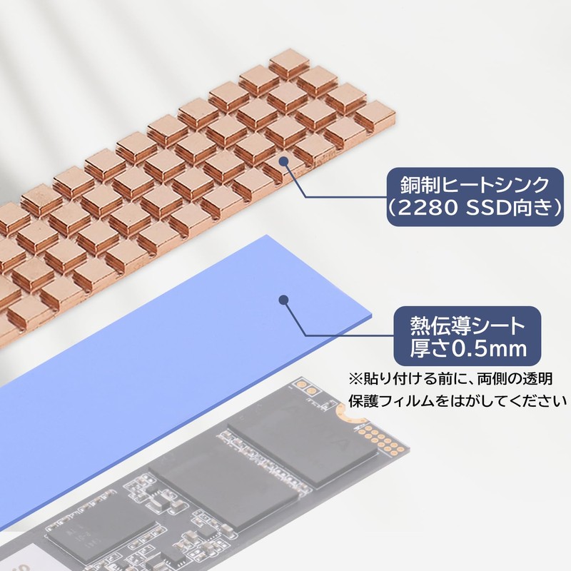 Mauknci Copper M.2 SSD Heatsink Thin 2280 ssd Heatsink Suitable