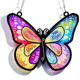 Butterfly Suncatcher Gifts for Window Hanging, Thank You Birthday Gifts for Women Friendship Sister Best Friend, Sometimes You Forget Your Awesome Retirement Gift for Woman