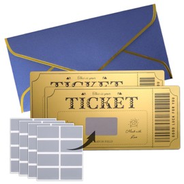 Golden Ticket Scratch Off,Scratch off Ticket,Golden Ticket,2 Scratch Card with 4 Scratch-Off Sticker and 1 Envelope,for Girlfriends,Wives,Valentine's Day Cards,Christmas Cards