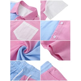Haull Shirt Tops and Colorblock Shorts Set Gender Reveal Outfit Mens Gender Reveal Shirt Pink and Blue Button Down Shirt Men (Small)