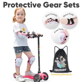 Forzueby Youth/Kids Protective Gear Sets Adjustable Knee Pads and Elbow Pads Wrist Guards for kids Skateboard Roller Skates Scooter Inline Skating Cycling BMX. (Light Blue, S)