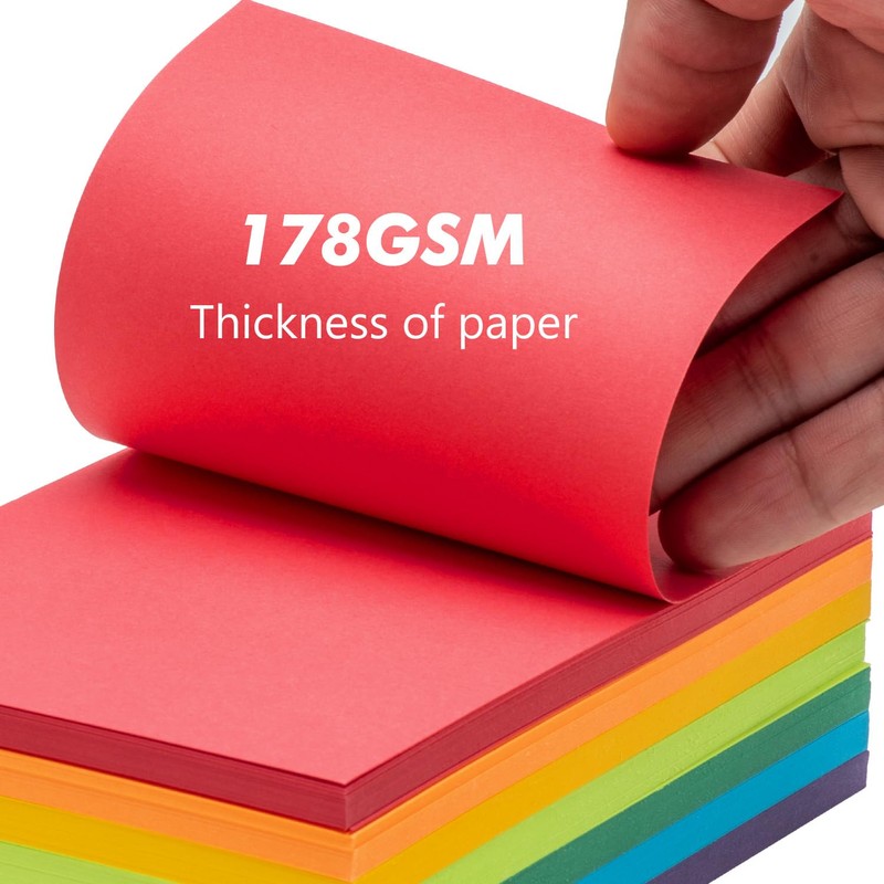 Index Cards 301-Count 3x5 Inch,178GSM Heavyweight Set of 7 Colors