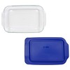 Pyrex 233 3qt Glass Baking Dish with 233-PC 3qt Blue