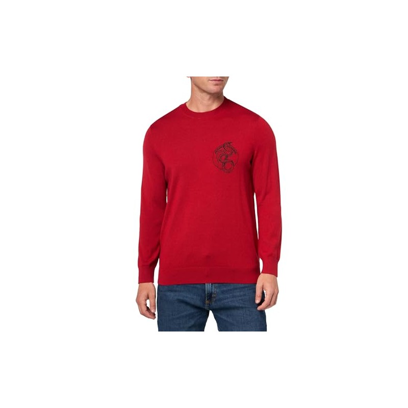 Armani Exchange Men's Snake Graphic Wool Mix Sweater, Chili Pepper,