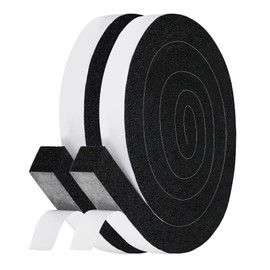 Flamorrow Open Cell Foam Seal Tape, 2 Rolls 1" W X 1" T High Resilience Air Conditioner Seal Strip, Low Density Weather Stripping Seal Strip for Windows, Doors, AC Units, Total 13Ft Long (2 x 6.5ft)