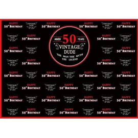 Leowefowa Chic Happy 50th Birthday Black Backdrop Vinyl 7x5ft Vintage Dude The Man The Myth The Legend Photography Background Stylish Men Birthday Party Banner Handsome Gentlemen Bday Photo Booth
