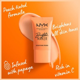 NYX Professional Makeup Bright Maker Primer, Makeup Primer Base, Brightening Primer with Papaya Extract & Skin Conditioners, Mica Infused for Soft Shimmer, Vegan Formula, 20 ml