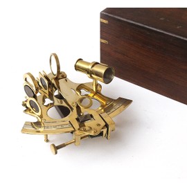 Vintage Ship History Sextant with Hardwood Box Antique Marine Collectible Functionally Calibrated Sextant