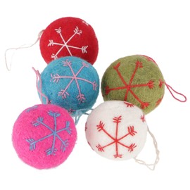GURU SHOP Set of 5 Christmas Decorations, Felt Christmas Baubles, Multi-Colour, Christmas Decoration