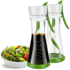 2Pcs Salad Dressing Shaker, Leakproof Salad Dressing Mixer with Scale, Dishwasher Safe Salad Dressing Bottle Shaker with Handle, Easy Pouring Salad Dressing Shaker Container for Restaurant Home