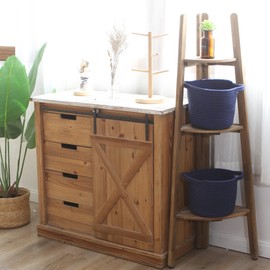 Sea Team 2-Pack Round Cotton Rope Storage Baskets, Decorative Woven Storage Bin, Pot, Caddy, Organizer, Container for Kids, Nursery Room, 7.5 x 7 Inches (Small Size, Navy)