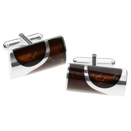 InCollections 0110257025340 Men's Amber Sterling Silver 925 Cufflinks