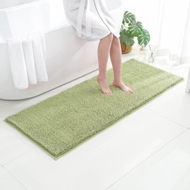 MitoVilla Sage Bathroom Runner Rugs 24" x 60", Thick Absorbent Chenille Bath Mats for Bathroom, Soft Plush Rugs for Bathtubs, Rain Showers and Under The Sink, Quick Dry Shower Floor Mat