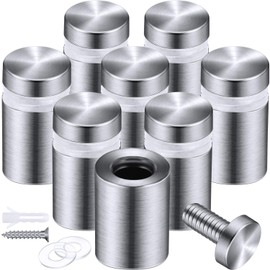Pelopy 8 Pcs Sign Standoff Screws Advertising Screws Stainless Steel Wall Standoff Mounts Glass Acrylic Nail(1/2 x 3/4 Inch)