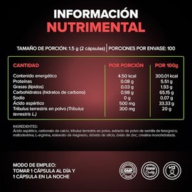 TSTO PWR – Ácido Aspártico, Tribulus Terrestris y Fenogreco Suplemento con 200 cápsulas para hombres - Más fuerza, vitalidad y bienestar físico