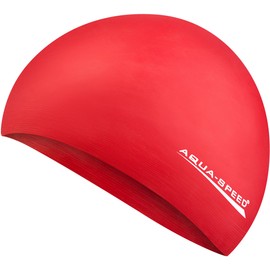 Aqua Speed Swimming Cap for Men and Women, Swimming Cap, Waterproof, Swimming Cap, Swimming Cap, Women's Swim Cap, Red, Soft Latex