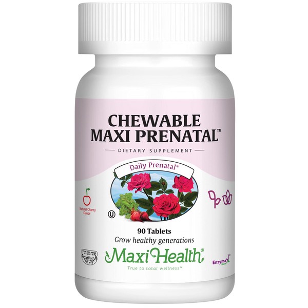 Maxi-Health Chewable Prenatal Vitamin - Over 25 Essential Vitamins and Minerals - Doctor Formulated for Pregnant and Lactating Women - 90 count