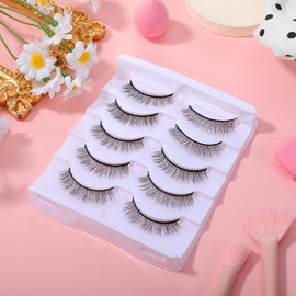 Beavorty Pestañas Postizas 3D Naturales 5 Pares Tira Corta Lashes De Química Para Maquillaje De Ojos Look Natural Uso Diario Cosplay Boda Fiesta Y Sal