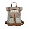 Myra Bag Classy Leather & Upcycled Canvas Backpack S-1237