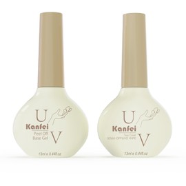 kanfei Gel Nail Top Coat, Peel Off Base Coat, 0.9 fl oz (26 ml) (Top Gel Coat, 1 x 13 ml & 1 Removable Base Gel Coat, 0.5 fl oz (13 ml) x 1), Non Wipe, No Wiping, Large Capacity, UV/LED Compatible