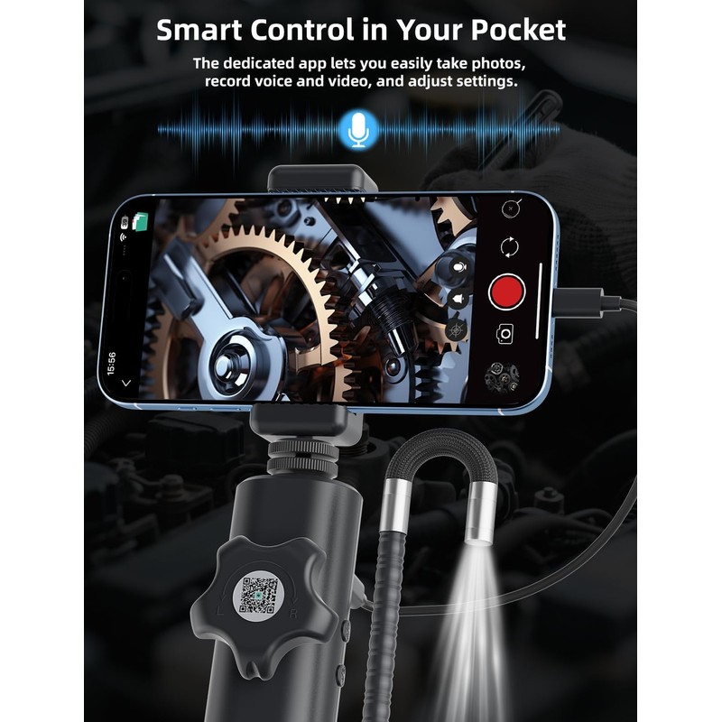 Endoscope Camera 1920P HD con Luz y Rotación 360° –