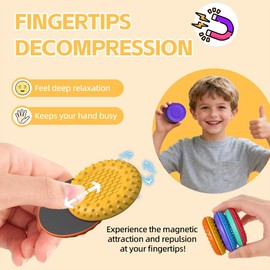 Sensory Magnetic Fidget Slider Stones Set – Textured Soft Worry Stones for Adults Kids ADHD Focus Stress Relief Anxiety Calming Toys Portable Magnet Fidget Sliders for Pocket Travel （6）