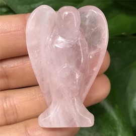 AituoWan Angel Amethyst Carved Healing Crystals Pocket Guardian Reiki Statue Angel Figure, Gemstone, Guardian Angel, Guardian Angel, Decoration, Amulet, Gemstone Figure, Decoration (Pink 2 inches)