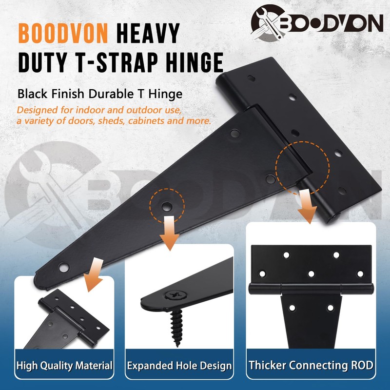 12 Inch T-Strap Gate Hinges, Shed Barn Door Hinges Heavy