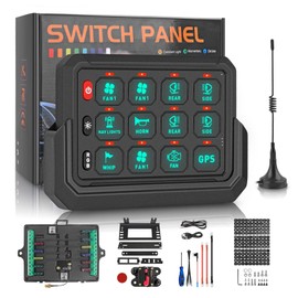 ZAMLIE RGB 12 Gang Wireless Switch Panel 265 FT Control Toggle Momentary Strobe Flash Circuit Control Relay System Box, 4 Lighting Modes for Off-Road Truck UTV ATV Boat Marine