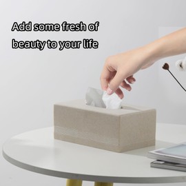 Haocoott Tissue Box Cover Rectangle, Resin Facial Tissues Holder Covers Rectangular Toilet Paper Holder Case Dispenser Home Decorative for Bathroom Kitchen Bedroom Living Room Office (Beige)