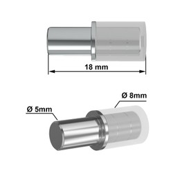 Stahlia Shelf Support 5 mm x 8 mm x 18 mm Rubberised for 5 mm Hole | Pack of 100 Galvanised Steel | Shelf Holder Shelf Support Shelf Pins Shelf Holder for Shelves Glass Shelves