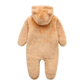 Baby Romper Snowsuit Onesie Furry Footed Outfits Infant Hooded Zipper Jumpsuit Footies for Toddler Newborn Winter Outwear Warm Jacket 0-3 Months Baby Yellow