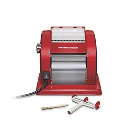 Hamilton Beach Electric Pasta Maker & Noodle Machine with 9 Adjustable Thickness Settings, Makes 6” Wide Sheets, Includes Spaghetti & Fettucine Cutter, Cutting Wheel, Cleaning Brush, Red (86651)