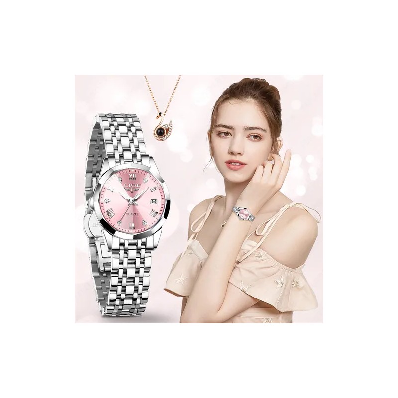 Reloj Elegante para Mujer LIGE + Collar de Regalo |