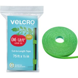 Velcro Brand Adjustable Plant Ties | 75 ft x 1/2 in Green Garden Tape | Reusable, Cut-to-Length Hook & Loop Plant Support for Staking, Training & Organizing Tomatoes, Vines, and Flowers