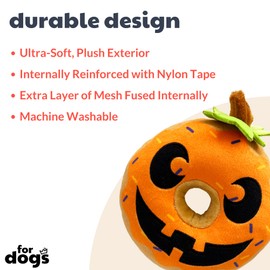 Huxley & Kent for Dogs | Pumpkin Donut | Fall Funny Dog Toy | Power Plush Dog Toy with Squeaker | Dog Gift | Fun, Durable, and Safe | H&K Squeaky Dog Toy