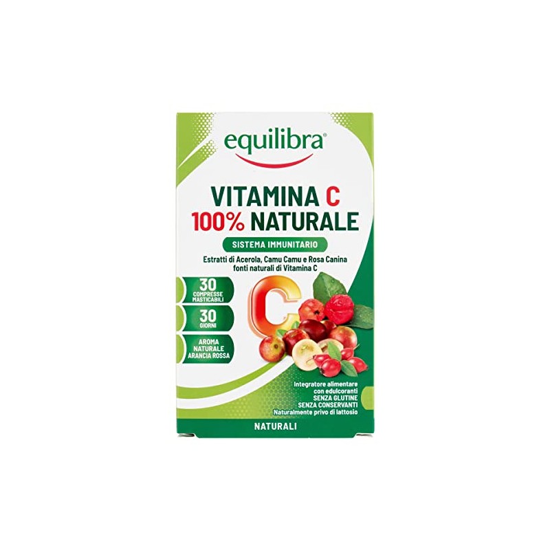 equilibra Integratori Alimentari, Vitamina C 100% Naturale, Integratore Sistema Immunitario,