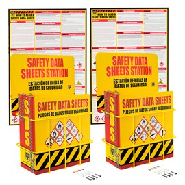 Performore SDS Binder Display Kit with 3 Inch Heavy Duty Ring Binder, Wire Rack, SDS Station Sign, Chain, Mounting Hardware, SDS Poster, Safety Data Sheet Binder Holder - 2 Pack